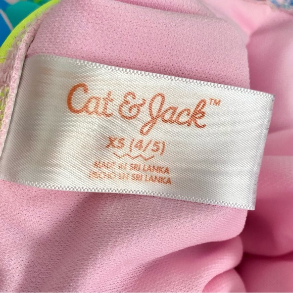 Cat & Jack Tropical Neon Floral Ruffle Halter Neck One Piece Swimsuit Size 4/5 - Picture 5 of 5